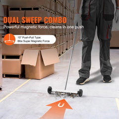 Magnetic Sweeper with Wheels 15inch Mini 8 lbs Capacity Adjustable Handle