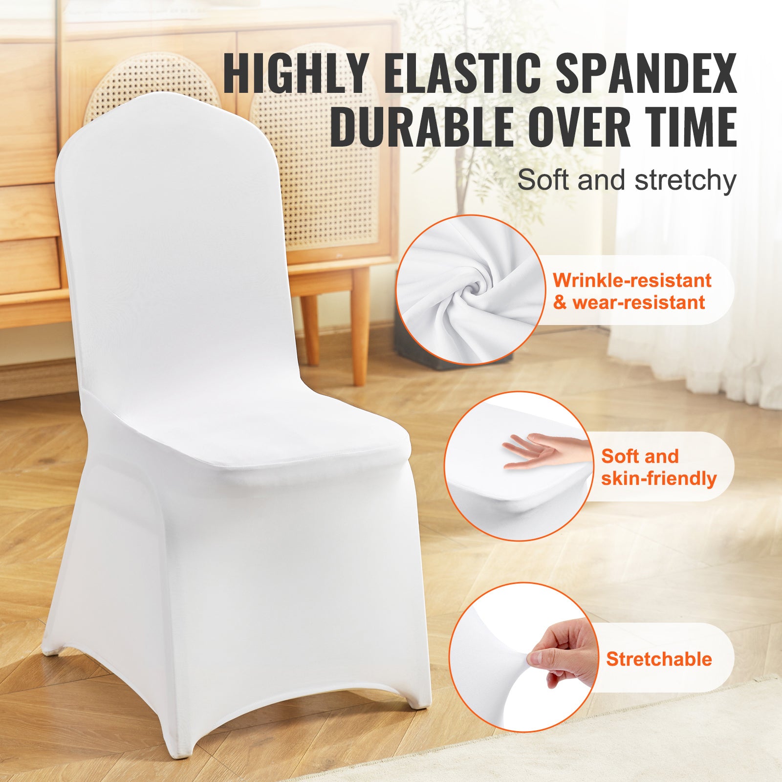 Stretch Spandex Folding Chair Covers, Universal Fitted Chair Cover, Removable Washable Protective Slipcovers, for Wedding, Holiday, Banquet, Party, Celebration, Dining (30PCS White)