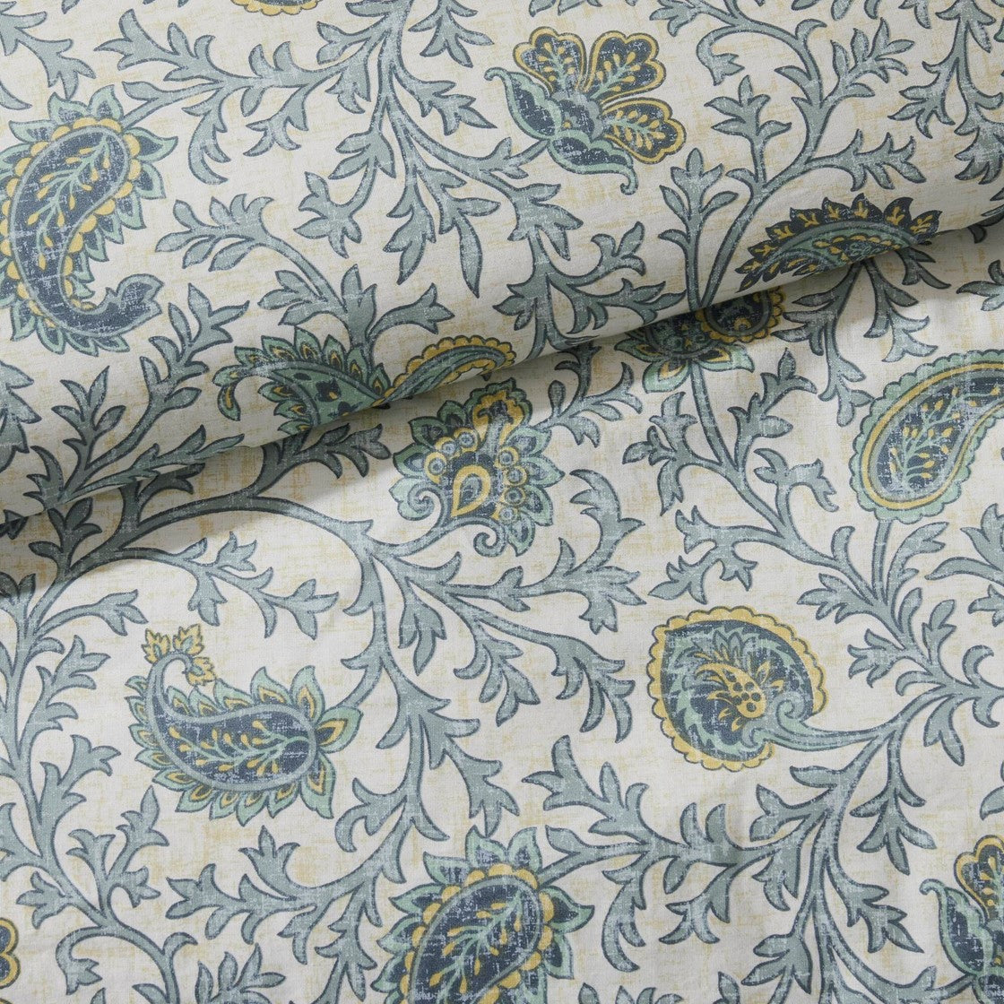 9 Piece Cotton Percale Comforter Set Aqua Queen