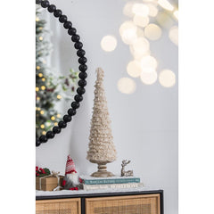 D3.9x15" Fringes Embellished Cone With Wooden Base