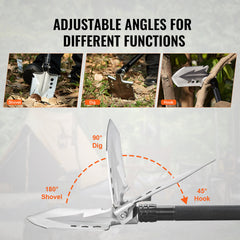 Survival Shovel 8 in 1 Camping Shovel Folding Multitool Portable Compact