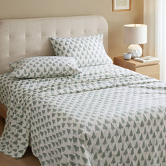 4-Piece Queen 100% Cotton Flannel Printed Sheet Set,Ikat tree