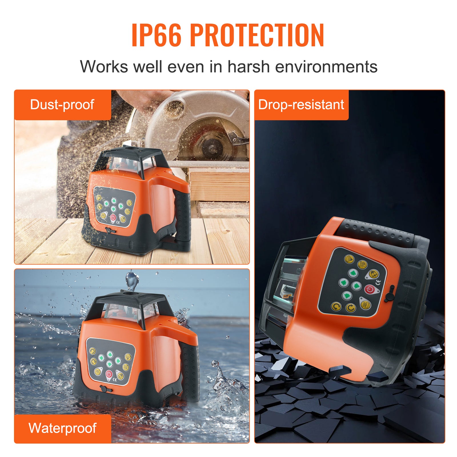 Laser Level, 2000ft, 360 Degree Self Leveling Green Cross Line Laser, 5 Rotation Speeds & 4 Scanning Angles Adjustment, IP66 Waterproof Remote Control Manual Self-leveling Mode, Battery Included