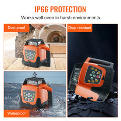 Laser Level, 2000ft, 360 Degree Self Leveling Green Cross Line Laser, 5 Rotation Speeds & 4 Scanning Angles Adjustment, IP66 Waterproof Remote Control Manual Self-leveling Mode, Battery Included