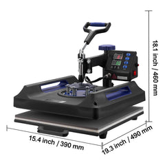 8 in 1 Heat Press Machine 15x15 in 30oz Tumbler Press T-Shirts Black+Blue