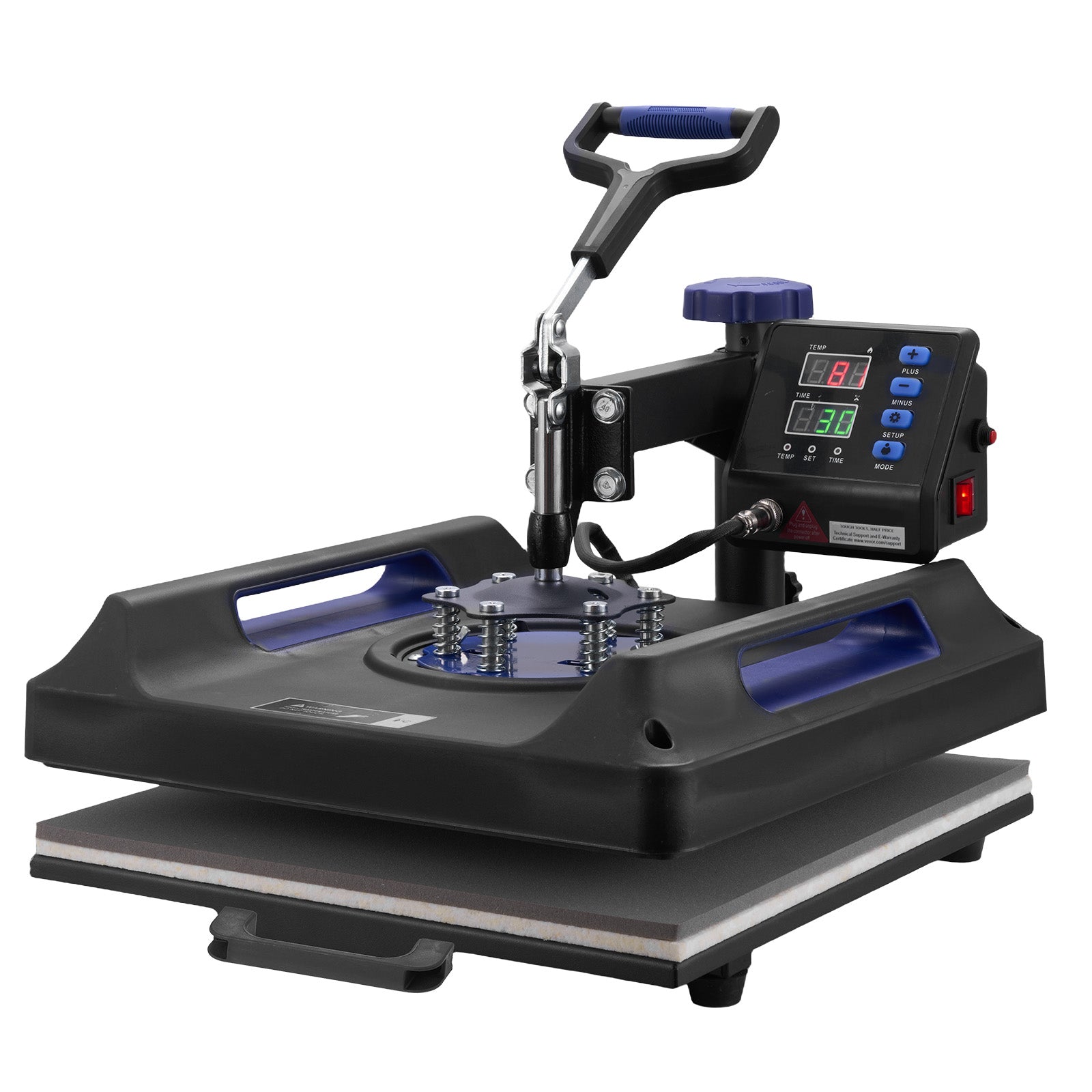 8 in 1 Heat Press Machine 15x15 in 30oz Tumbler Press T-Shirts Black+Blue