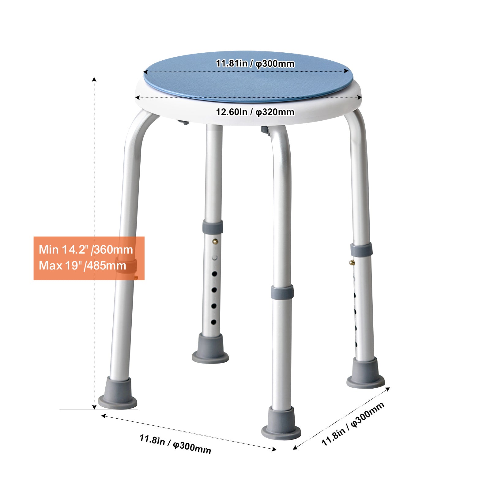 Shower Chair for Inside Shower, 360 Degree Swivel Shower Seat, Adjustable Height Shower Stool, Non-Slip Bench Bathtub Seat Stool for Elderly Disabled Adults Handicap, 300 lbs Capacity