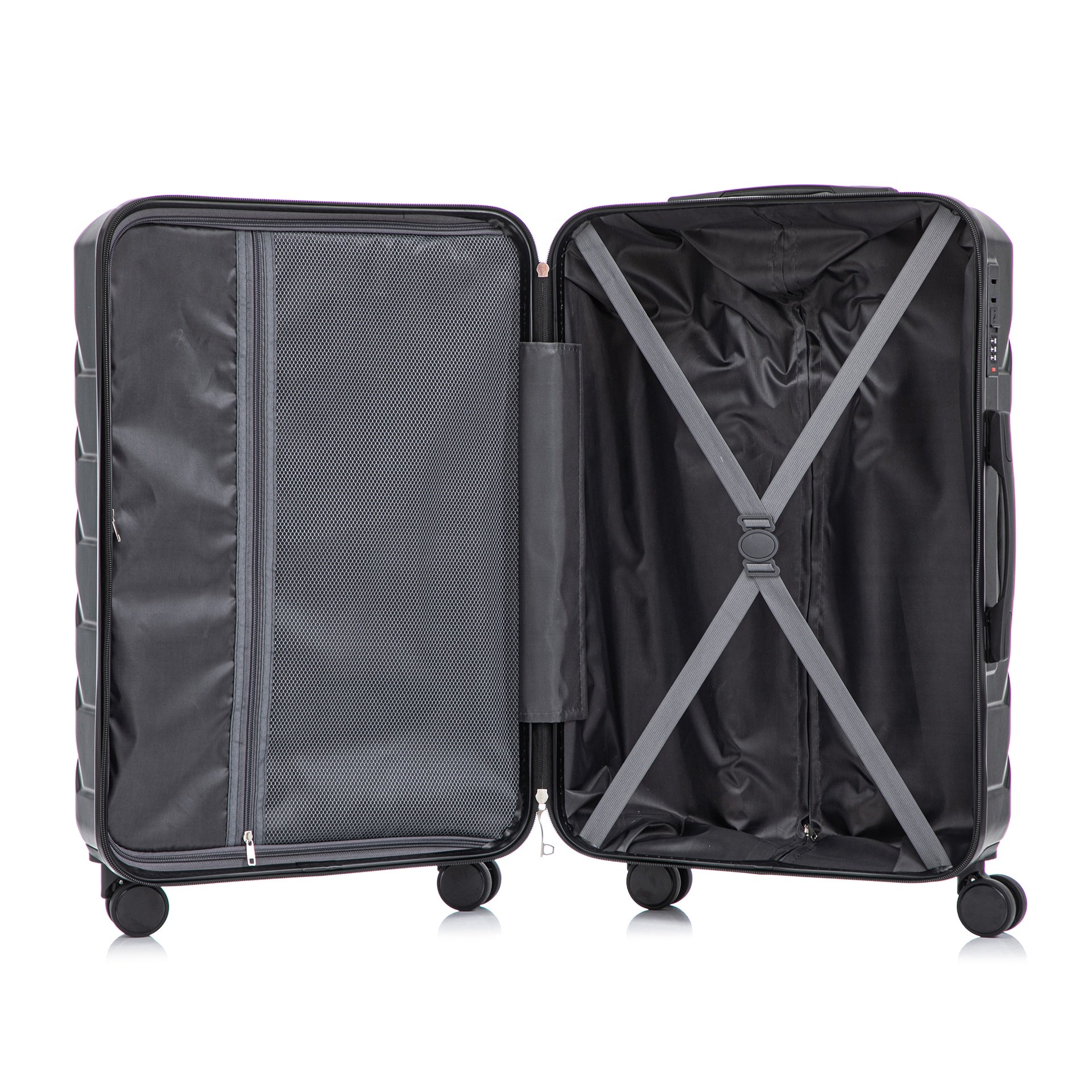 HIFINE TOURIST 20"/24"/28" 3 pcs/set in ABS Spinner Wheel Luggage, Matching Color , With Combination Lock (Black)