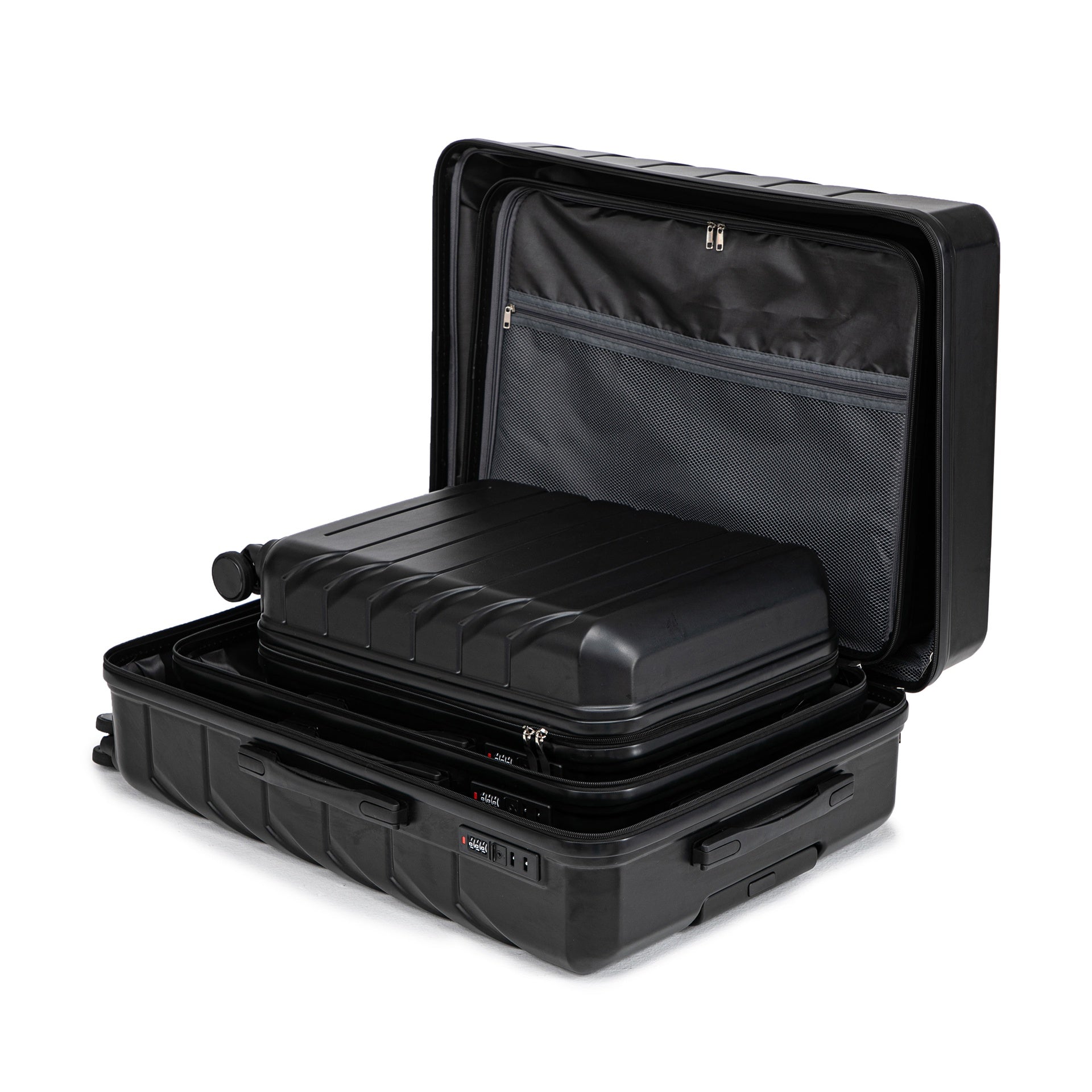 HIFINE TOURIST 20"/24"/28" 3 pcs/set in ABS Spinner Wheel Luggage, Matching Color , With Combination Lock (Black)