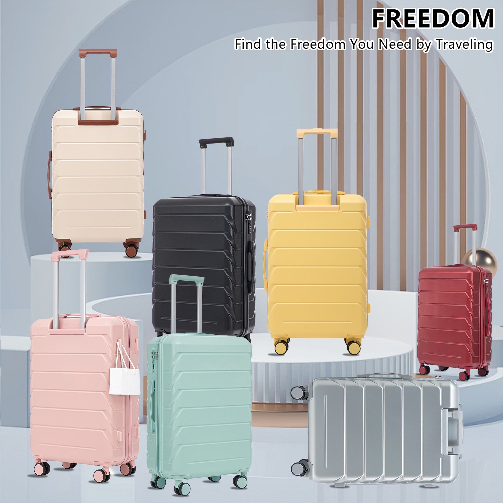 HIFINE TOURIST 20"/24"/28" 3 pcs/set in ABS Spinner Wheel Luggage, Matching Color , With Combination Lock (Black)