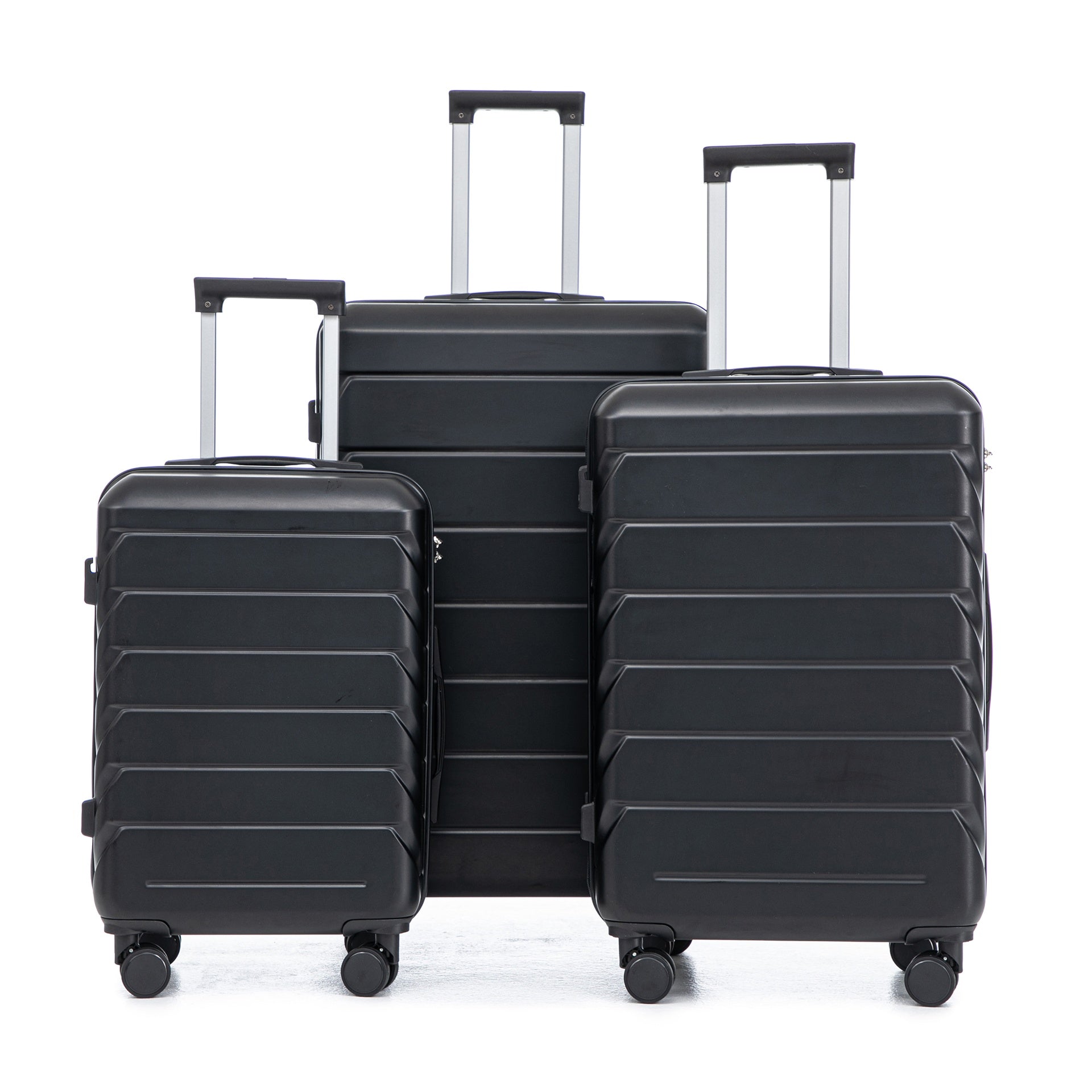 HIFINE TOURIST 20"/24"/28" 3 pcs/set in ABS Spinner Wheel Luggage, Matching Color , With Combination Lock (Black)