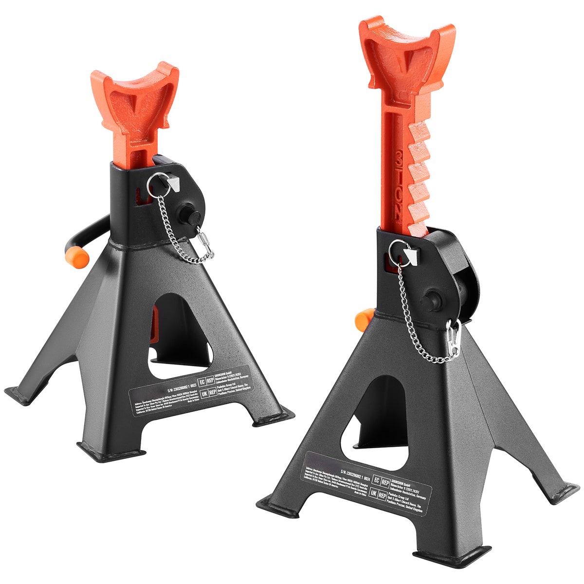 Jack Stands, 3 Ton (6,000 lbs) Capacity Car Jack Stands Double Locking, 10.8-16.3 inch Adjustable Height, for lifting SUV, Pickup Truck, Car and UTV/ATV, Red, 1 Pair