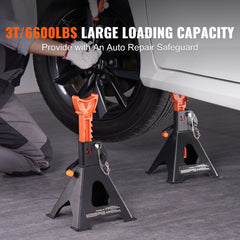 Jack Stands, 3 Ton (6,000 lbs) Capacity Car Jack Stands Double Locking, 10.8-16.3 inch Adjustable Height, for lifting SUV, Pickup Truck, Car and UTV/ATV, Red, 1 Pair