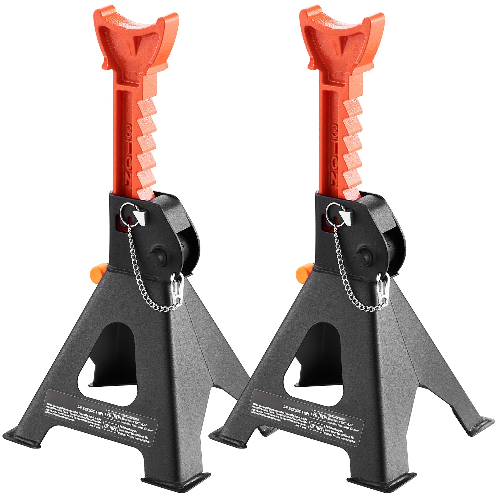 Jack Stands, 3 Ton (6,000 lbs) Capacity Car Jack Stands Double Locking, 10.8-16.3 inch Adjustable Height, for lifting SUV, Pickup Truck, Car and UTV/ATV, Red, 1 Pair