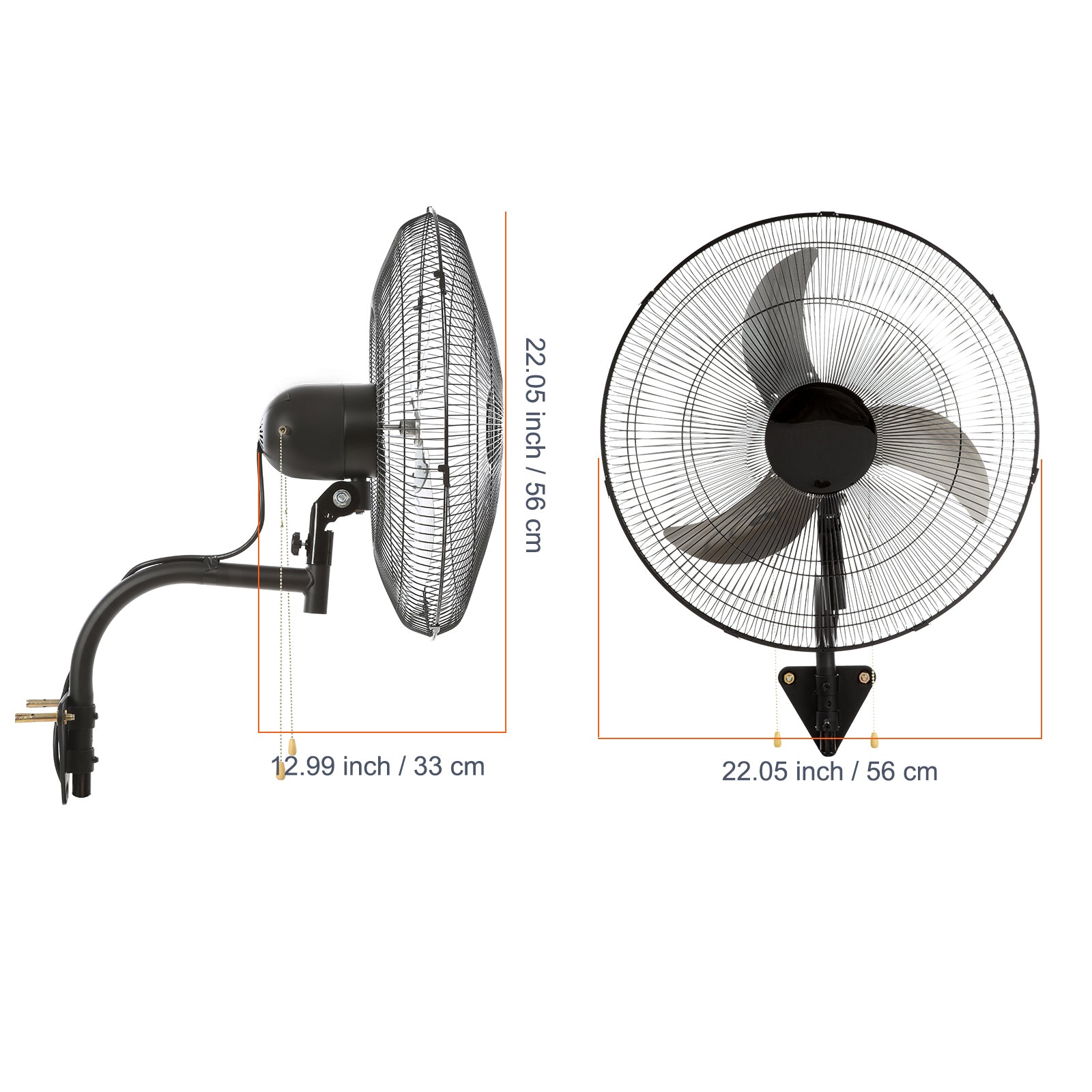 Wall Mount Fan, 2 PCS 20 inch Oscillating, 3-speed High Velocity Max. 4000 CFM Industrial Wall Fan for Indoor, Commercial, Residential, Warehouse, Greenhouse, Workshop, Basement, Garage,Black