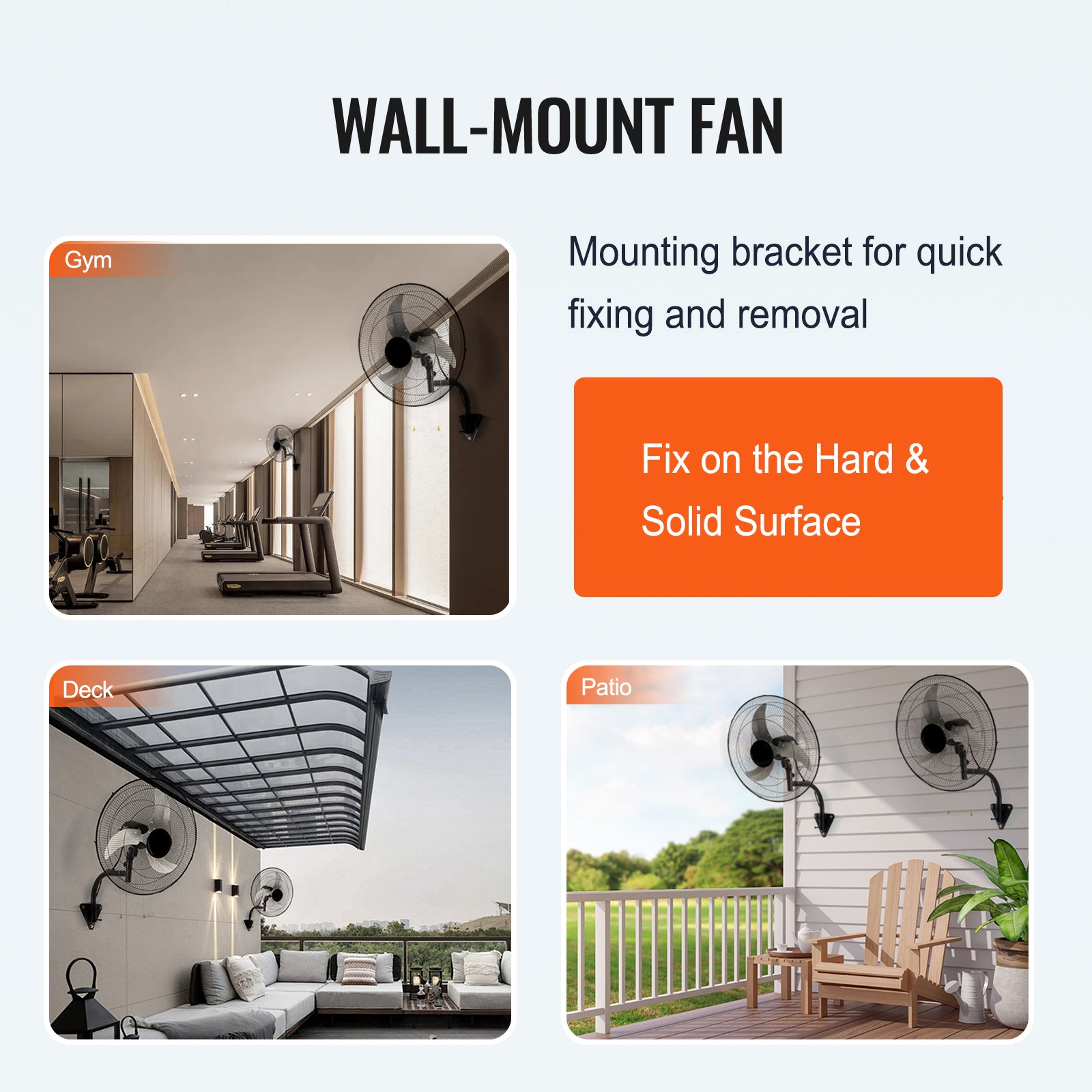 Wall Mount Fan, 2 PCS 20 inch Oscillating, 3-speed High Velocity Max. 4000 CFM Industrial Wall Fan for Indoor, Commercial, Residential, Warehouse, Greenhouse, Workshop, Basement, Garage,Black