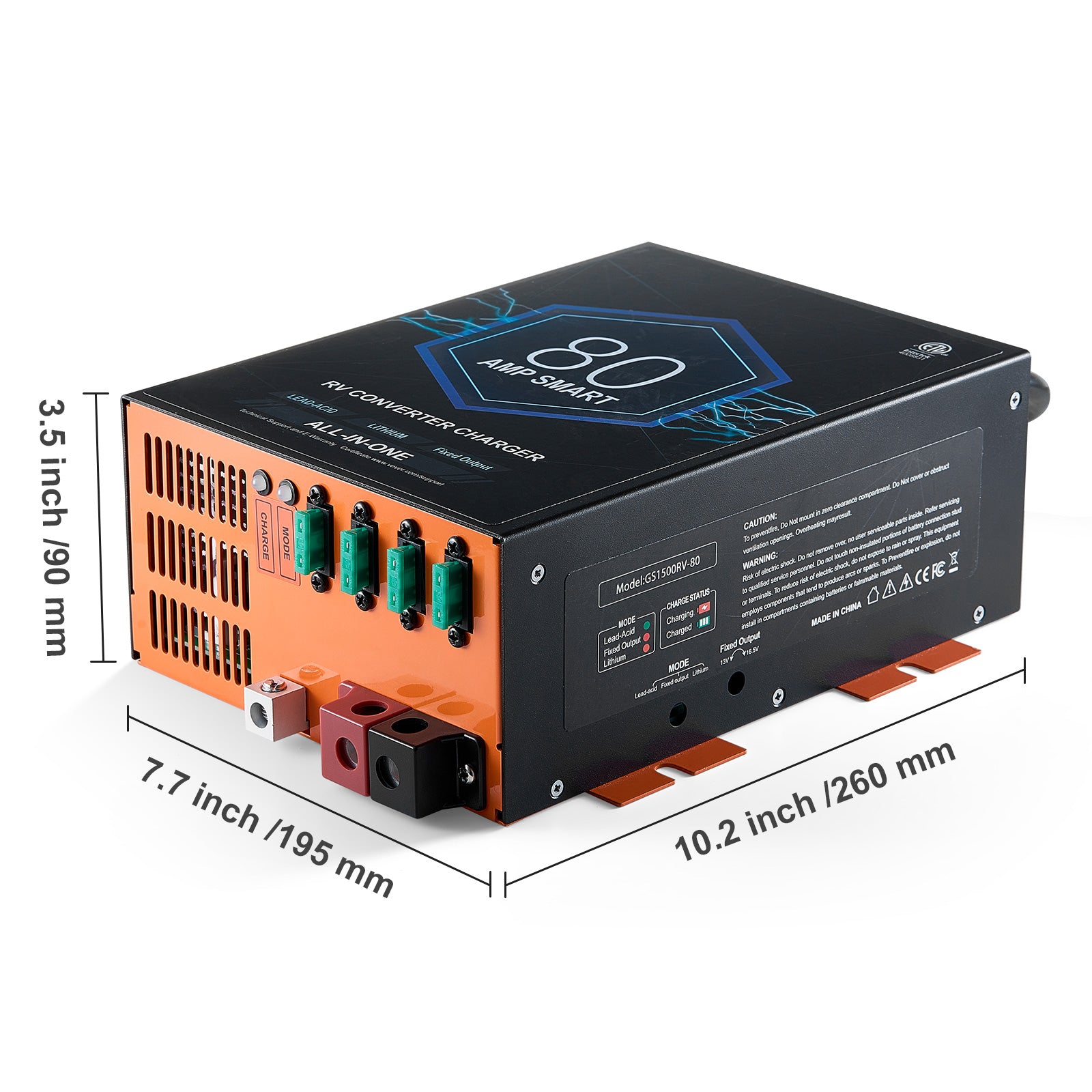 RV Converter 80 Amp 110V AC to 12V DC RV Power Converter Battery Charger