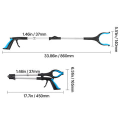 34" Grabber Reacher Tool, 2-Pack Foldable Reacher Grabber Pickup Tool with 360° Rotating Jaw & Magnets, Grabber Tool Heavy Duty