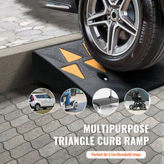 Rubber Curb Ramp 3.7" Rise Height Sidewalk Curb Ramp, 10" Width 39.4" Length Driveway Ramp for Curb, 15T Heavy Duty Rubber Ramp for Forklifts, Trucks, Buses, Cars, Wheelchairs, Bikes