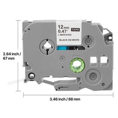 Label Maker Tape 4 Pack 12 mm Black on White Label Maker Refills TZe-231