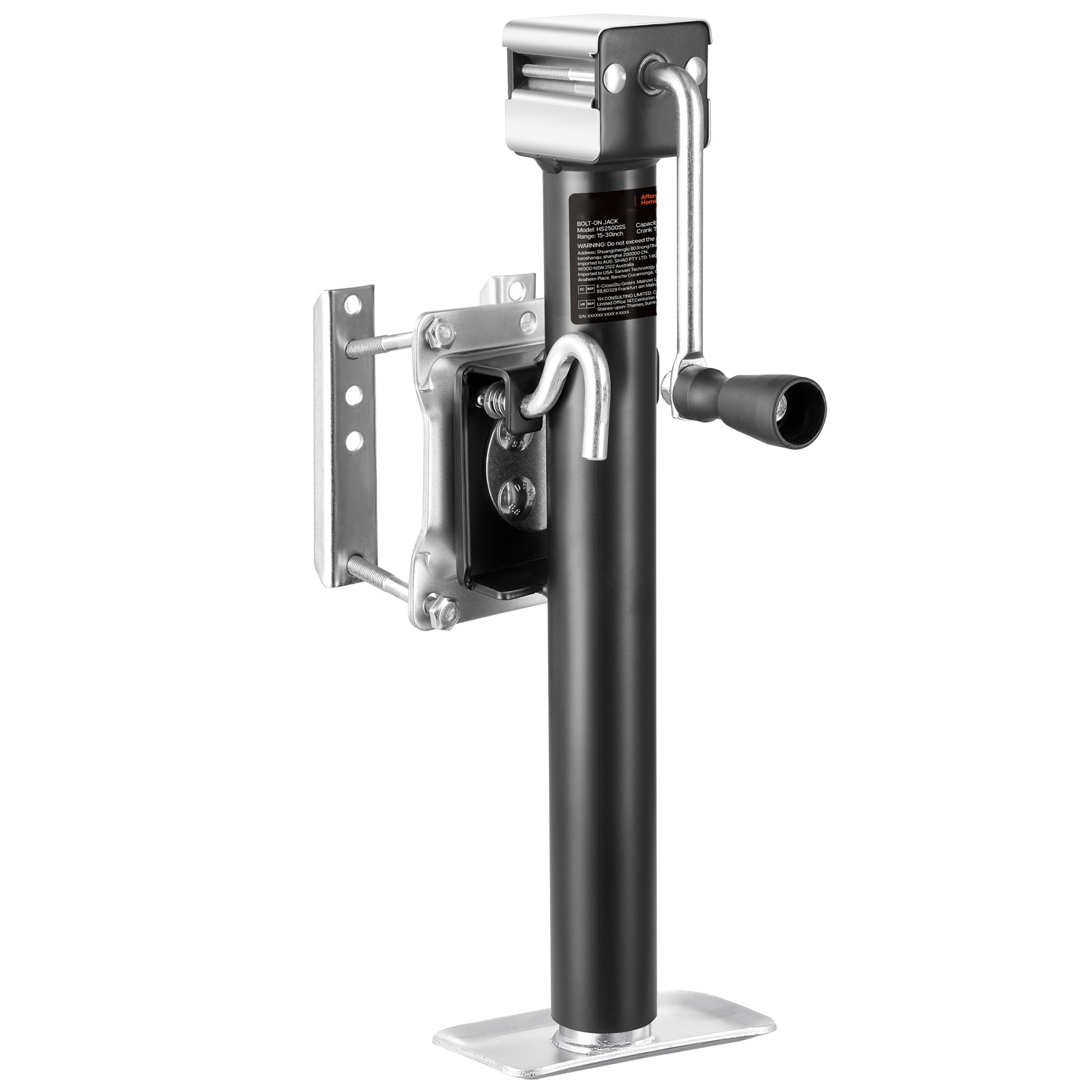 Trailer Jack Bolt-on Trailer Tongue Jack 2500 lbs Dynamic Load 15" Travel