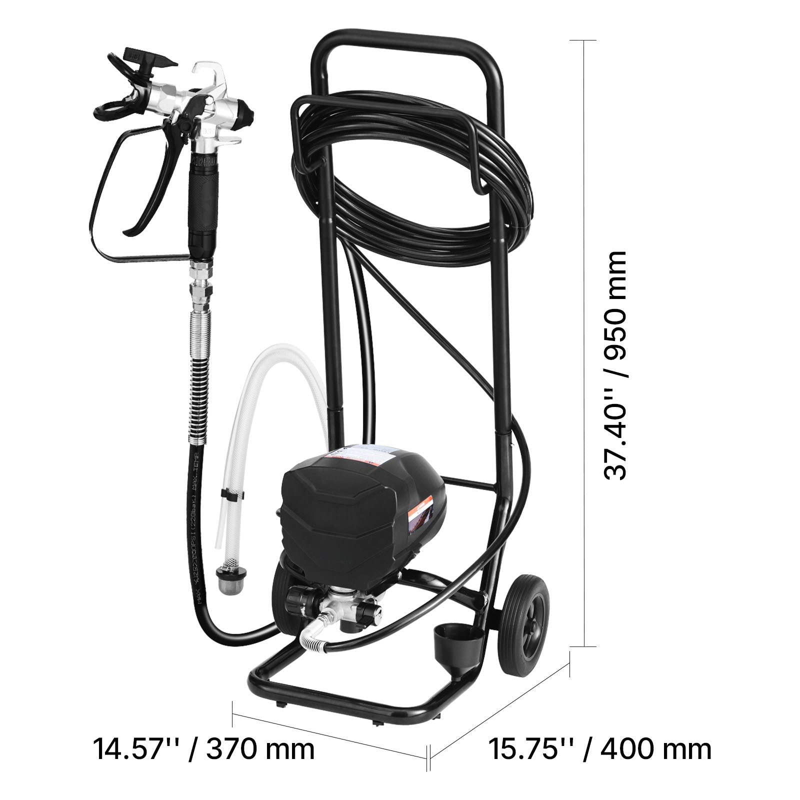 Stand Airless Paint Sprayer, 650W, 3000PSI High Pressure Airless Sprayer with Cart, Cleaning Brush, Hose, Extension Rod, Nozzles, Electric Spray Paint Machine for House Exterior and Interior