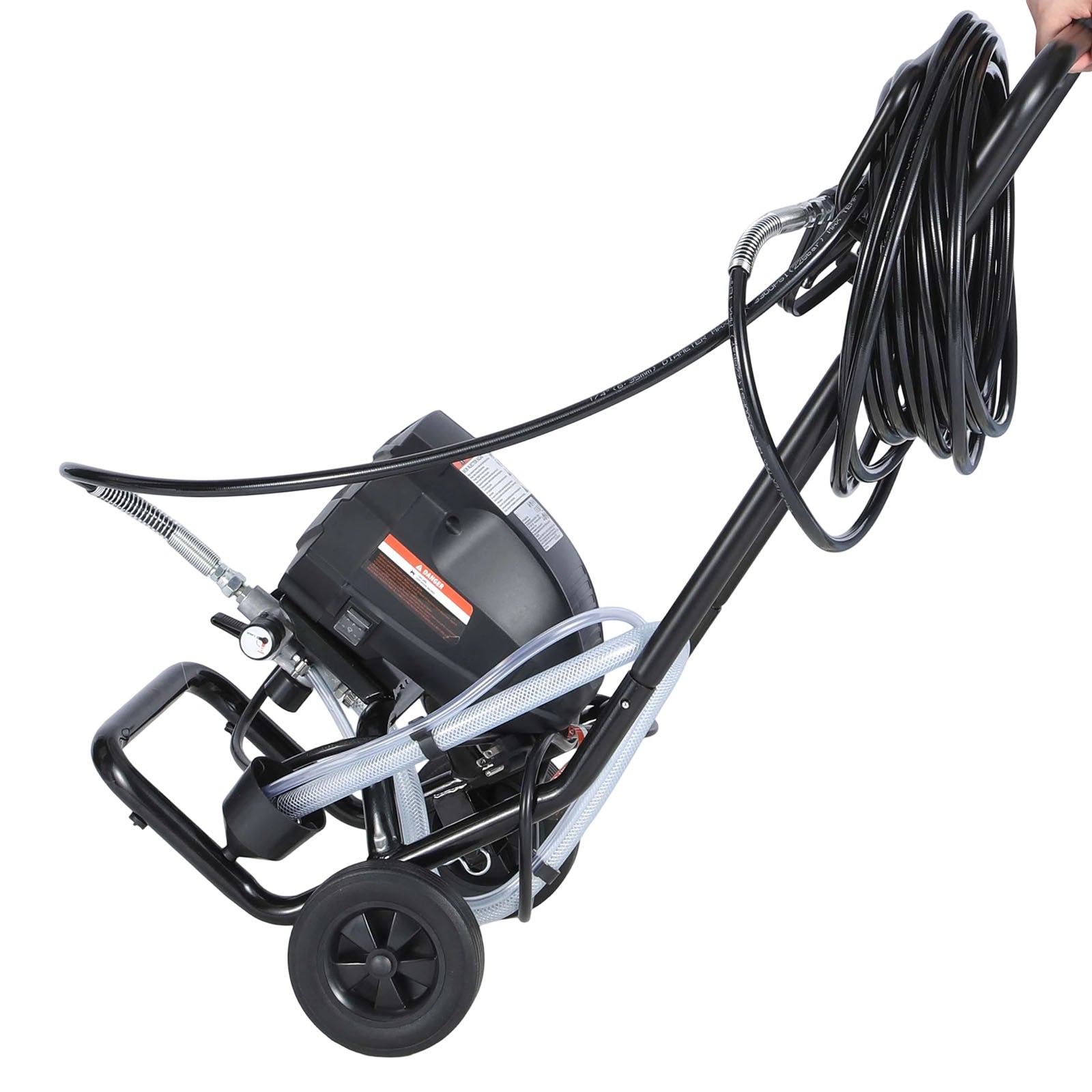 Stand Airless Paint Sprayer, 650W, 3000PSI High Pressure Airless Sprayer with Cart, Cleaning Brush, Hose, Extension Rod, Nozzles, Electric Spray Paint Machine for House Exterior and Interior