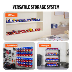 Plastic Storage Bin, (5-Inch x 4-Inch x 3-Inch), Hanging Stackable Storage Organizer Bin, Blue/Red, 24-Pack, Heavy Duty Stacking Containers for Closet, Kitchen, Office, or Pantry Organization