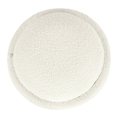 Pero Storage Ottoman, 18 Inch Round Removable Lid, White Boucle Fabric