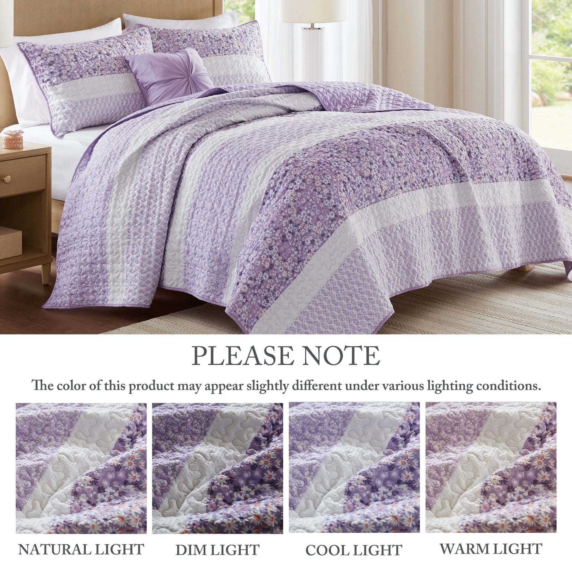 4 PCS Full/Queen Seersucker Quilt Set with Throw