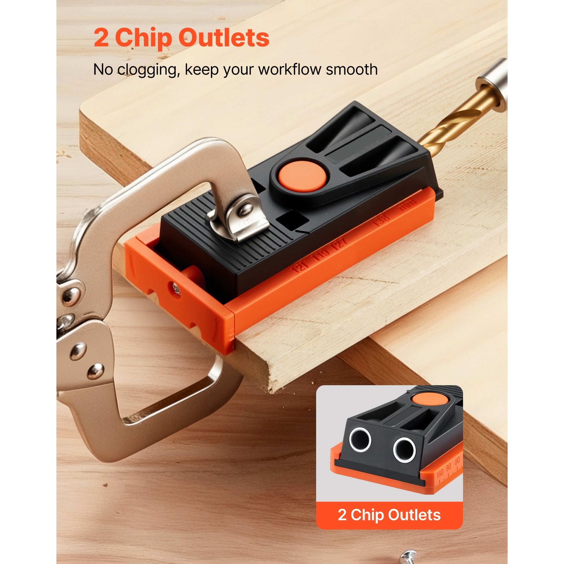 Pocket Hole Jig Kit, 1/2 to 1-1/2 in Adjustable, Mini Jig Pocket Hole System with Step Drill, Hex Wrench, Drill Stop Ring, Square Drive Bit, and Screws, Reinforced Nylon Frame, for Woodworking