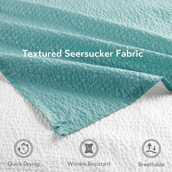 Ombre Printed Seersucker Shower Curtain Aqua 72x72"