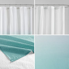 Ombre Printed Seersucker Shower Curtain Aqua 72x72"