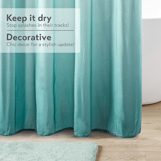 Ombre Printed Seersucker Shower Curtain Aqua 72x72"