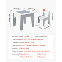 4 in 1 Kid Activity Table and 2 Chairs Set, Graffiti & Building Blocks Double-Sided Tabletop, Toddler Play Table with Storage for Kids 3+ Years, Large Storage Space, Gift for Boys & Girls, White