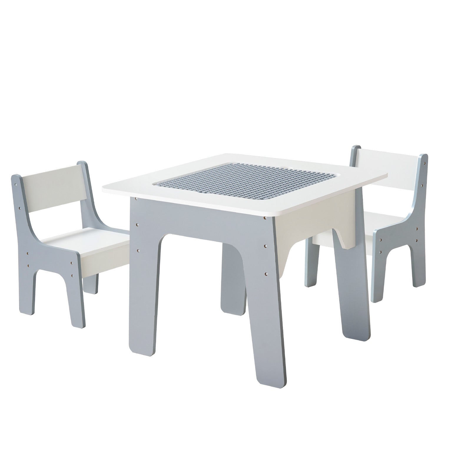 4 in 1 Kid Activity Table and 2 Chairs Set, Graffiti & Building Blocks Double-Sided Tabletop, Toddler Play Table with Storage for Kids 3+ Years, Large Storage Space, Gift for Boys & Girls, White