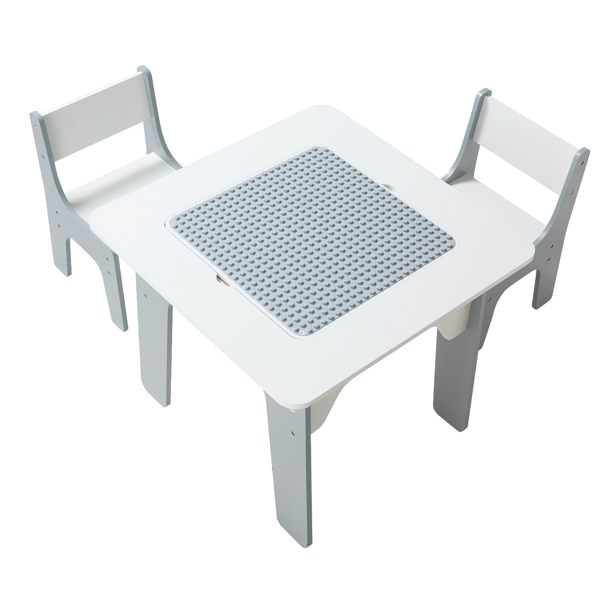 4 in 1 Kid Activity Table and 2 Chairs Set, Graffiti & Building Blocks Double-Sided Tabletop, Toddler Play Table with Storage for Kids 3+ Years, Large Storage Space, Gift for Boys & Girls, White