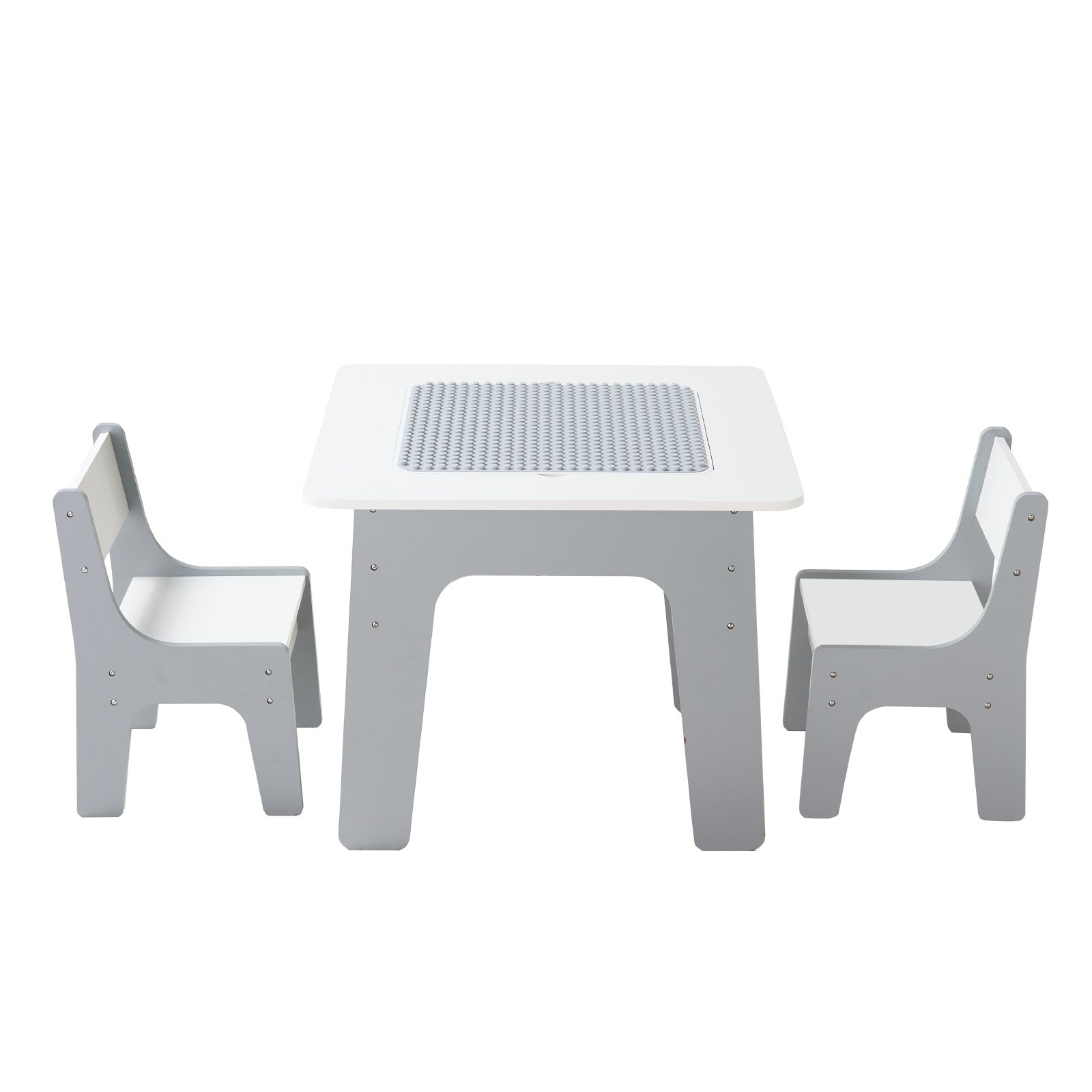 4 in 1 Kid Activity Table and 2 Chairs Set, Graffiti & Building Blocks Double-Sided Tabletop, Toddler Play Table with Storage for Kids 3+ Years, Large Storage Space, Gift for Boys & Girls, White