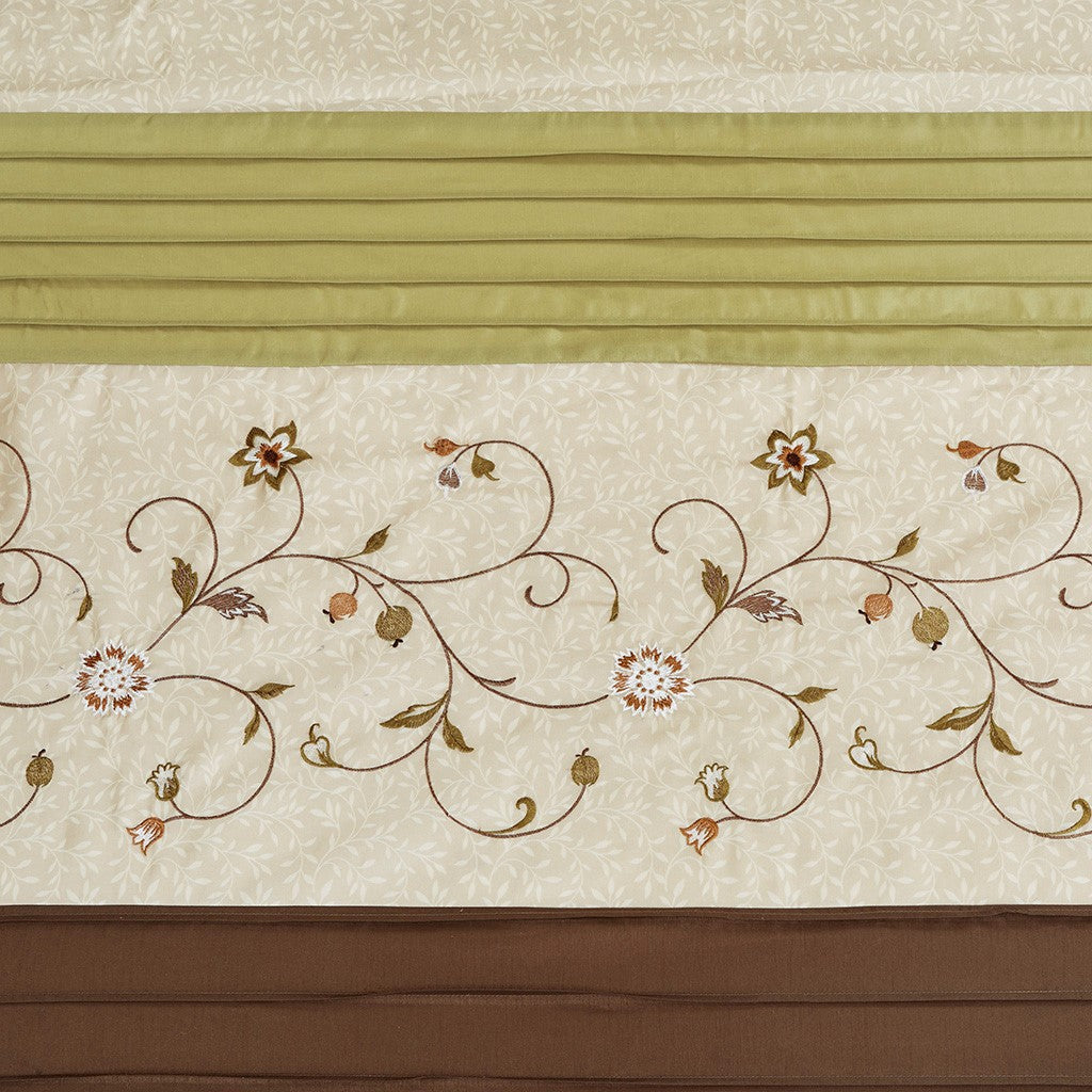 Faux Silk Embroidered Floral Shower Curtain