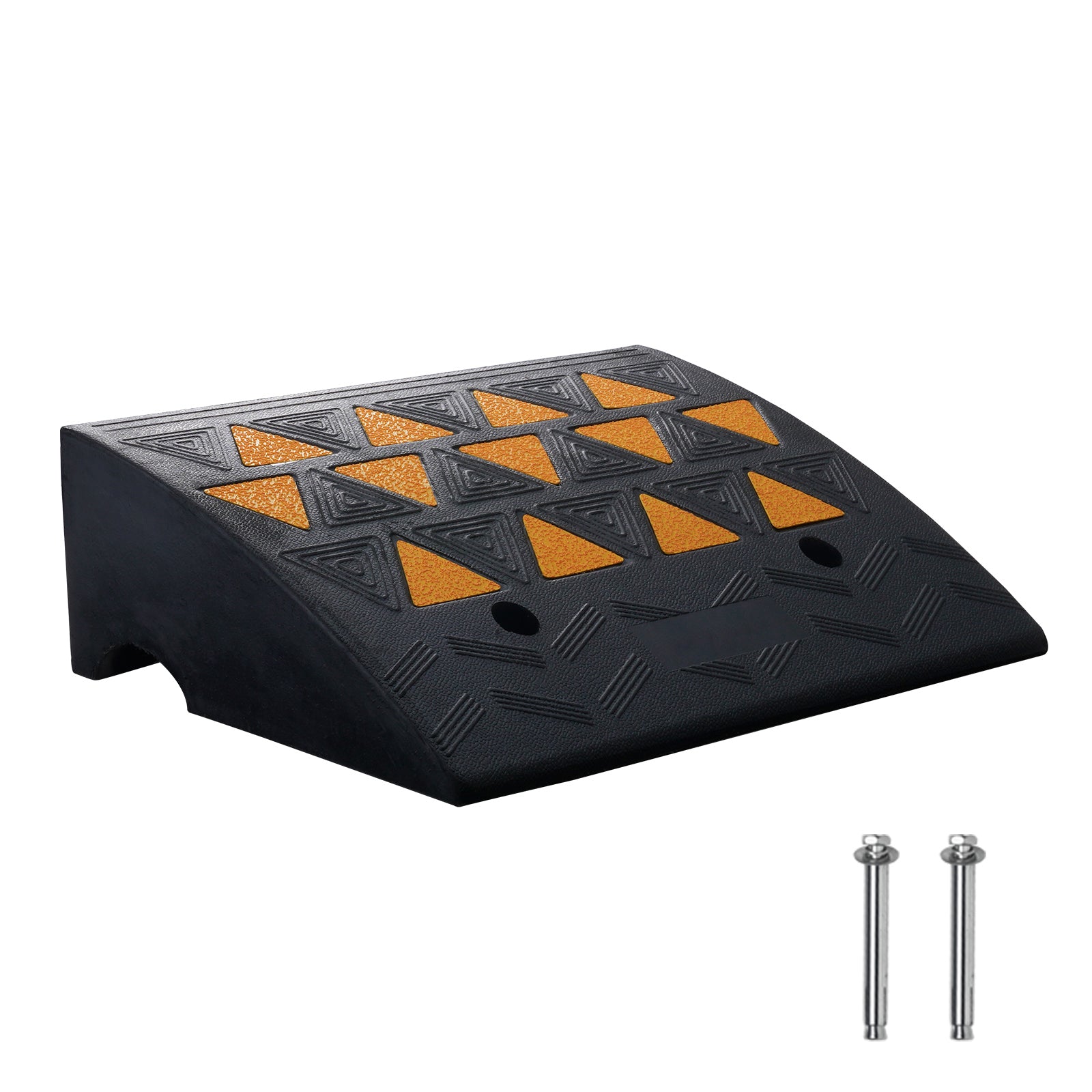 Rubber Curb Ramp 6" Rise Height Sidewalk Curb Ramp, 14.6" Width 19.3" Length Driveway Ramp for Curb, 15T Heavy Duty Rubber Ramp for Forklifts, Trucks, Buses, Cars, Wheelchairs, Bikes