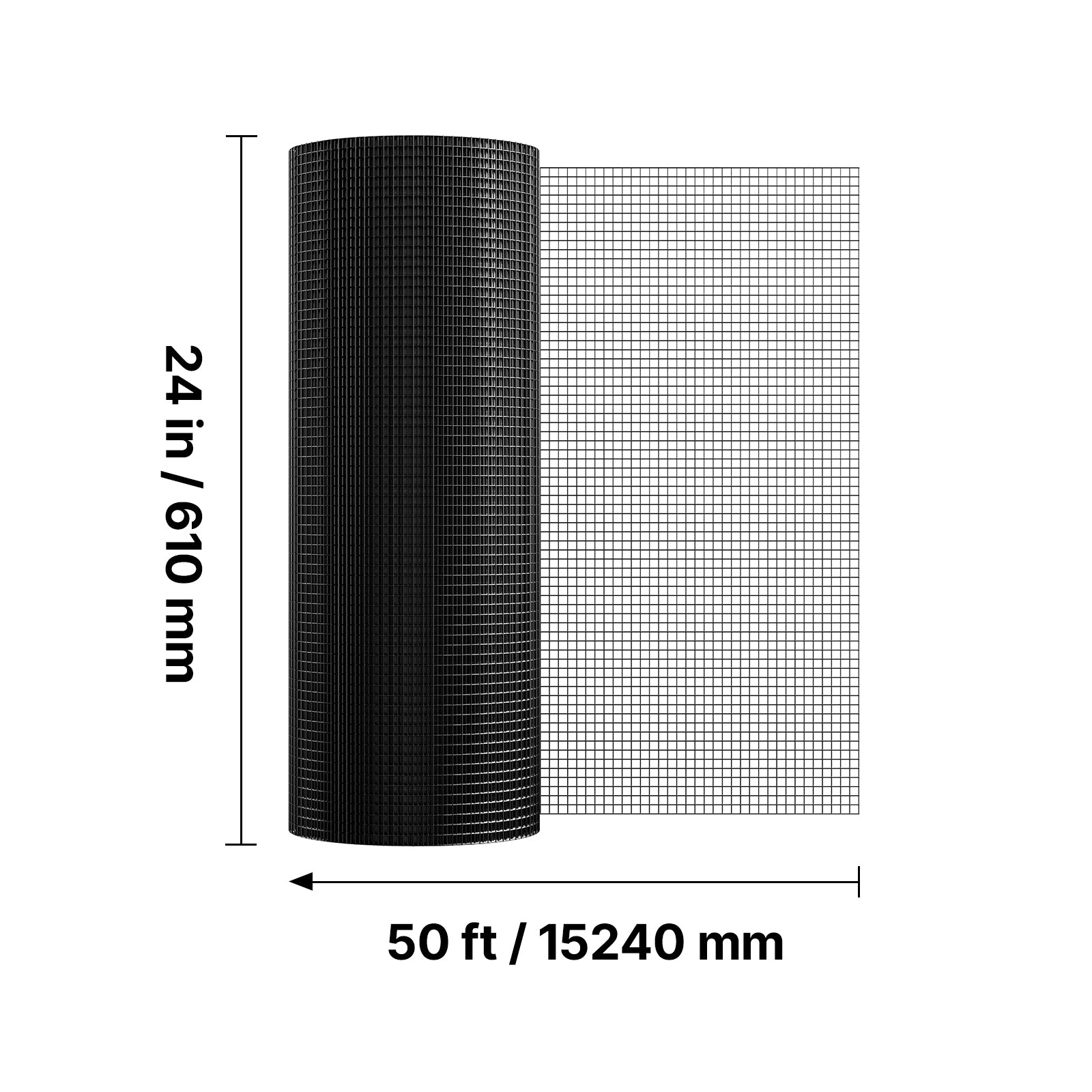 Hardware Cloth 24 in x 50 ft, 1/2 in 19 Gauge Galvanized Wire Mesh Roll, Weather-Resistant Vinyl Coated Chicken Wire Fencing, Heavy Duty Welded Garden Plant Fencing for Rabbit Cage Snake Fence