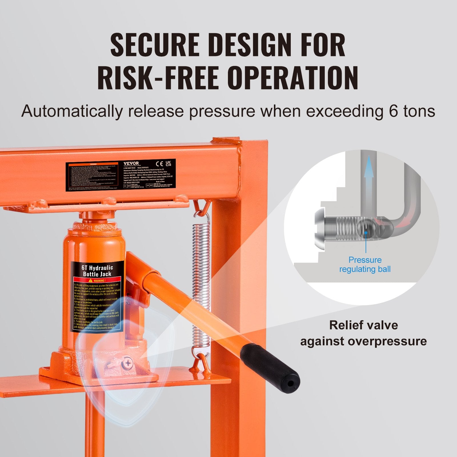 Hydraulic Shop Press, 6 Ton H-Frame Hydraulic Garage/Shop Floor Press, Adjustable Shop Press with Press Plates, Heavy Duty Hydraulic Press for Garage, Shop, Workshop