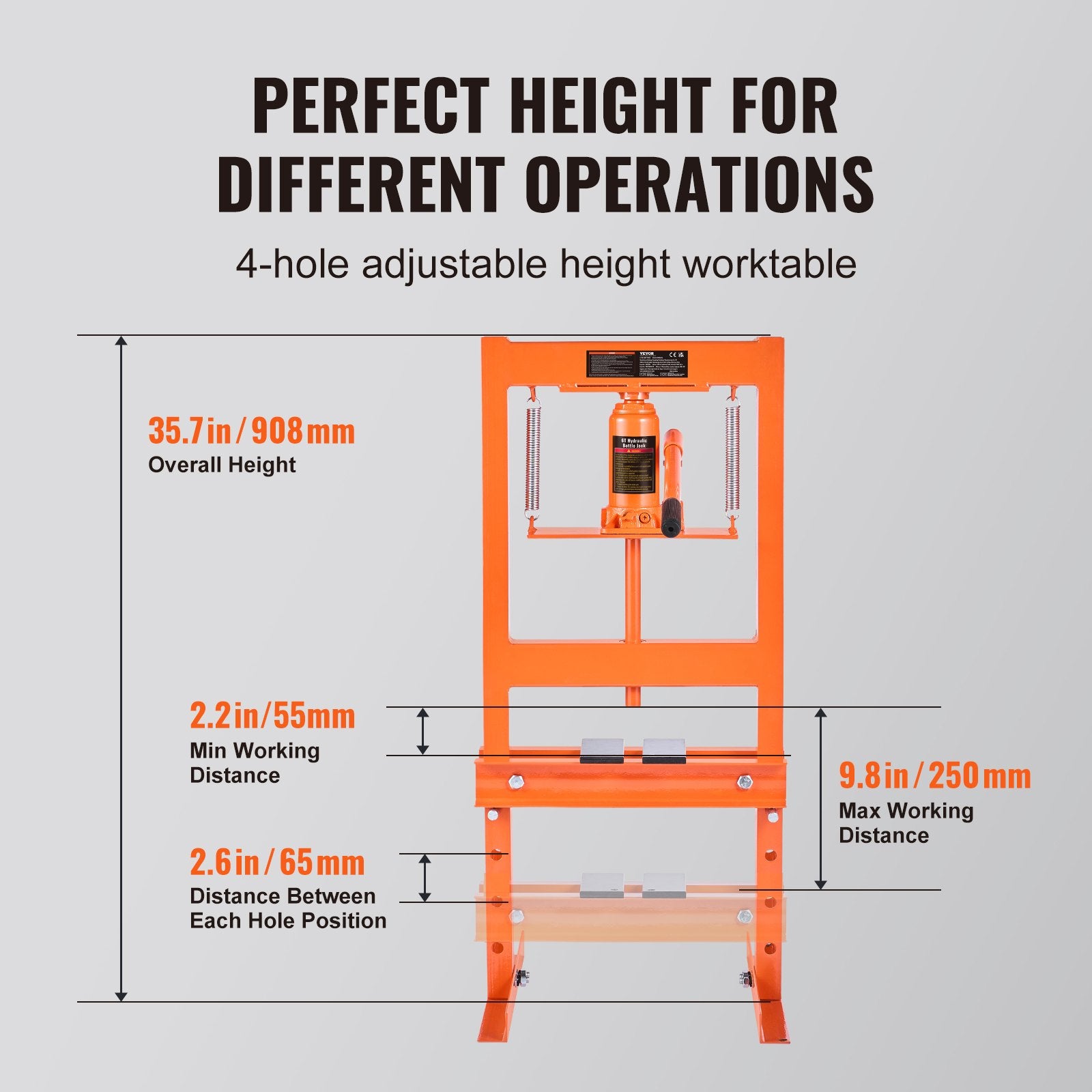 Hydraulic Shop Press, 6 Ton H-Frame Hydraulic Garage/Shop Floor Press, Adjustable Shop Press with Press Plates, Heavy Duty Hydraulic Press for Garage, Shop, Workshop