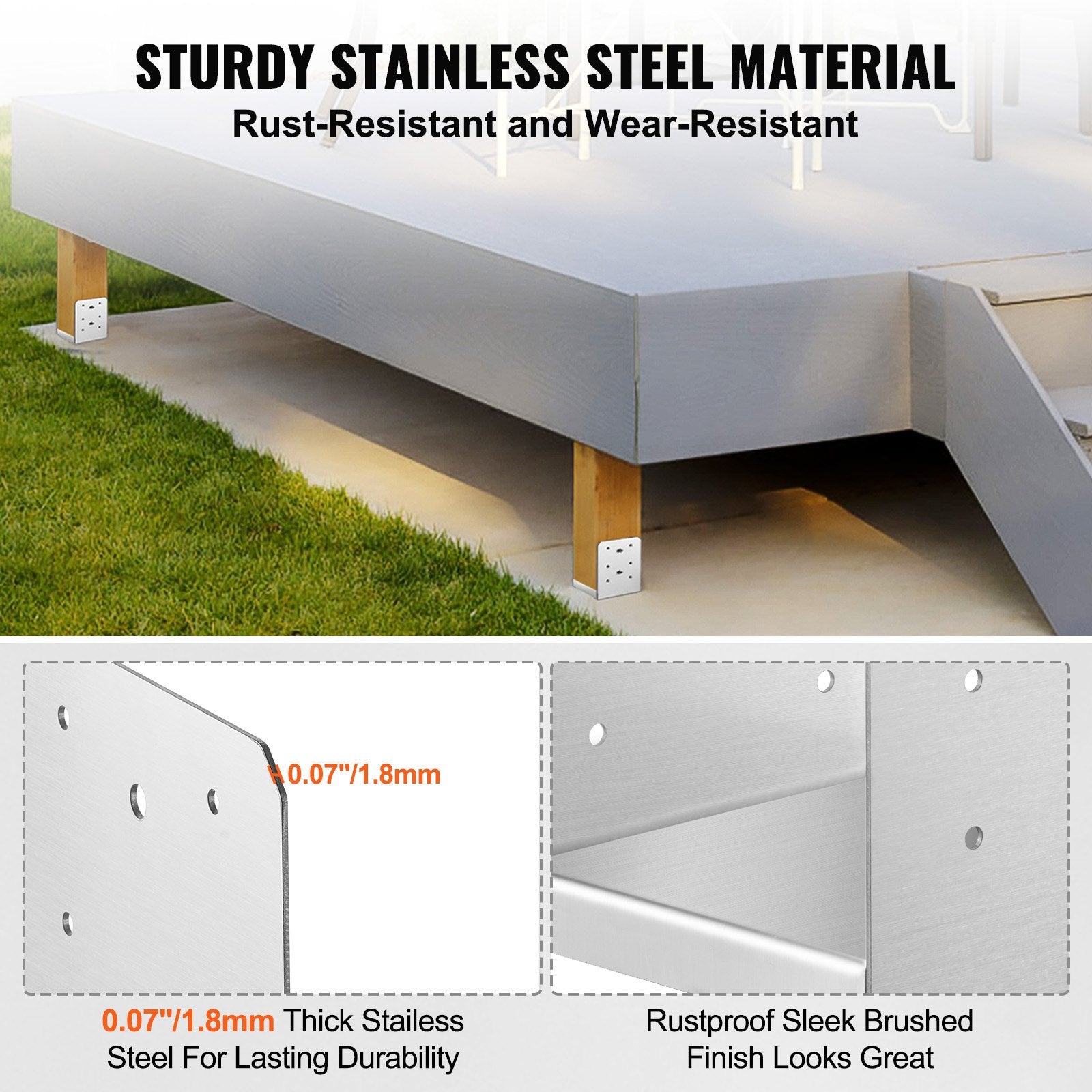 6"x 6" Post Base, 1Pcs Stainless Steel Adjustable Post Anchor Bracket(Internal 5.9 x 5.5"), Adjustable Post Base for Pavilion Deck Porch Handrail Railing Support Decorative Anchor Plate