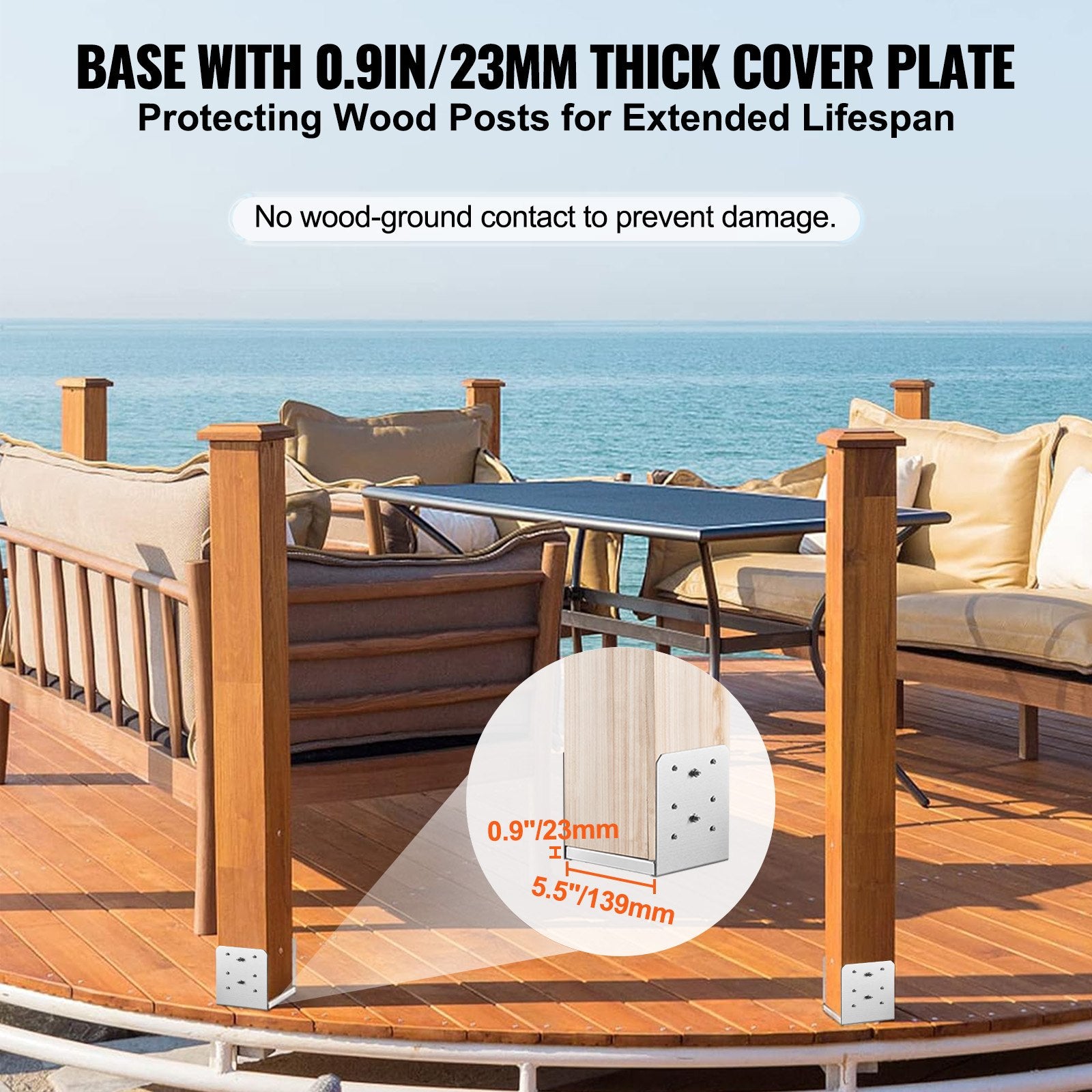 6"x 6" Post Base, 1Pcs Stainless Steel Adjustable Post Anchor Bracket(Internal 5.9 x 5.5"), Adjustable Post Base for Pavilion Deck Porch Handrail Railing Support Decorative Anchor Plate