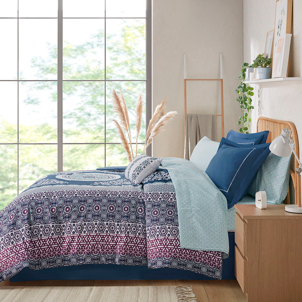 Queen Boho Comforter Set with Bed Sheets