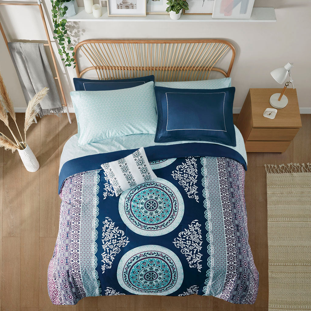 Queen Boho Comforter Set with Bed Sheets