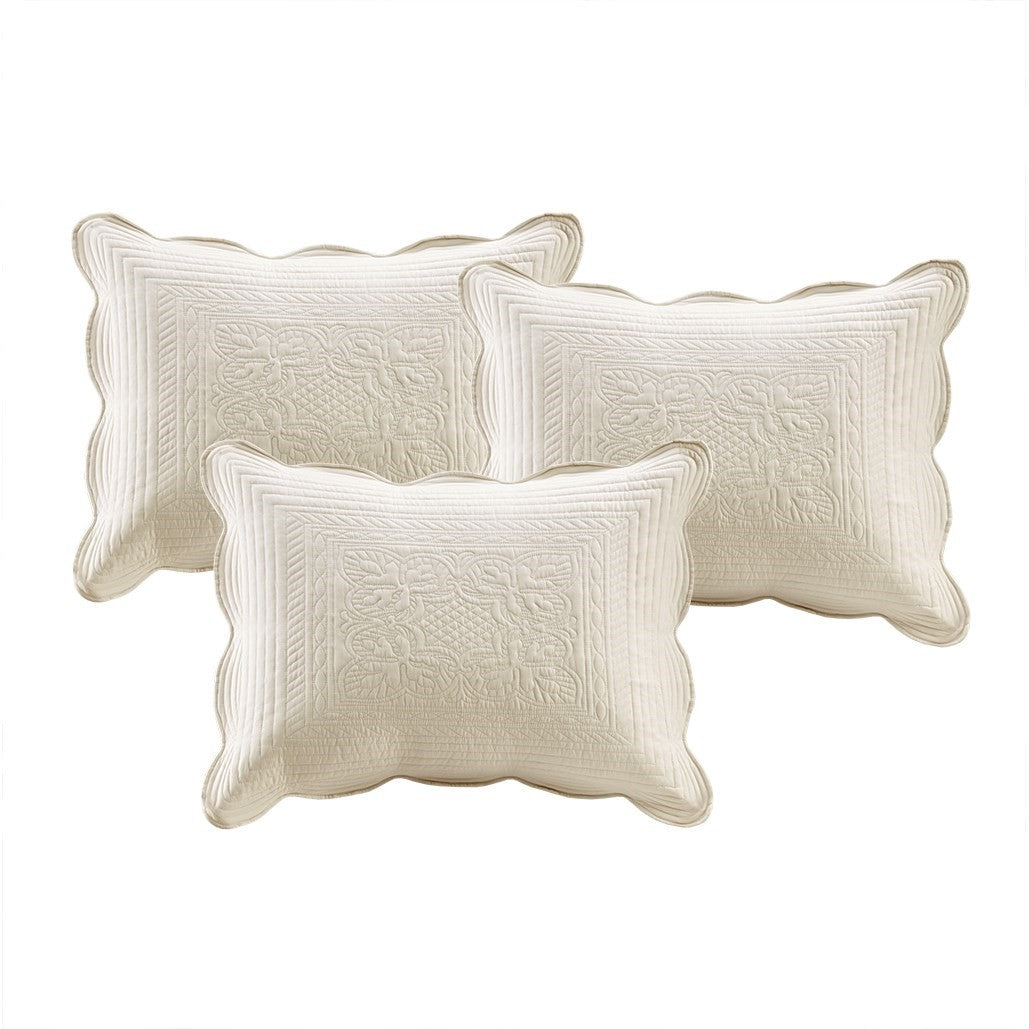 6 Piece Reversible Scalloped Edge Daybed Cover Set Cream Daybed