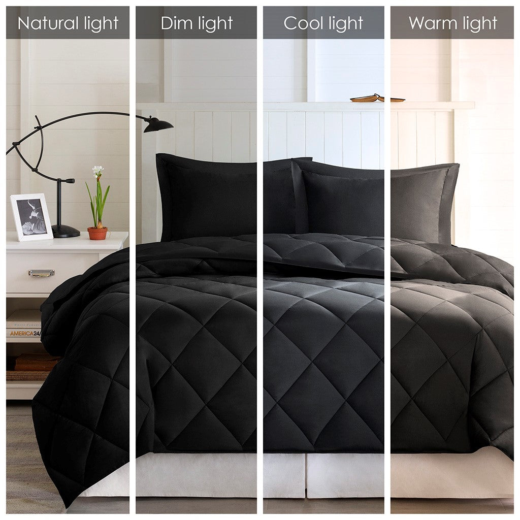 Full/Queen 3M Scotchgard Diamond Quilting Reversible Down Alternative Comforter Set