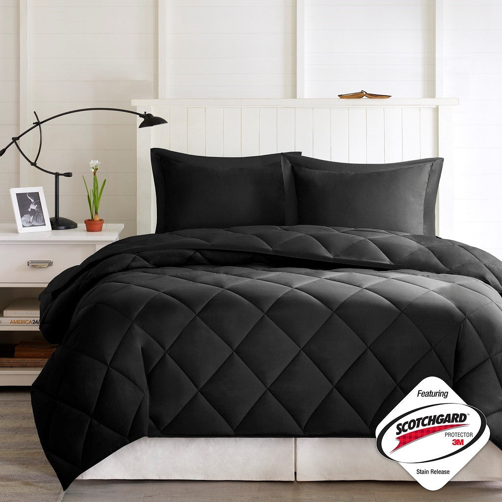 Full/Queen 3M Scotchgard Diamond Quilting Reversible Down Alternative Comforter Set